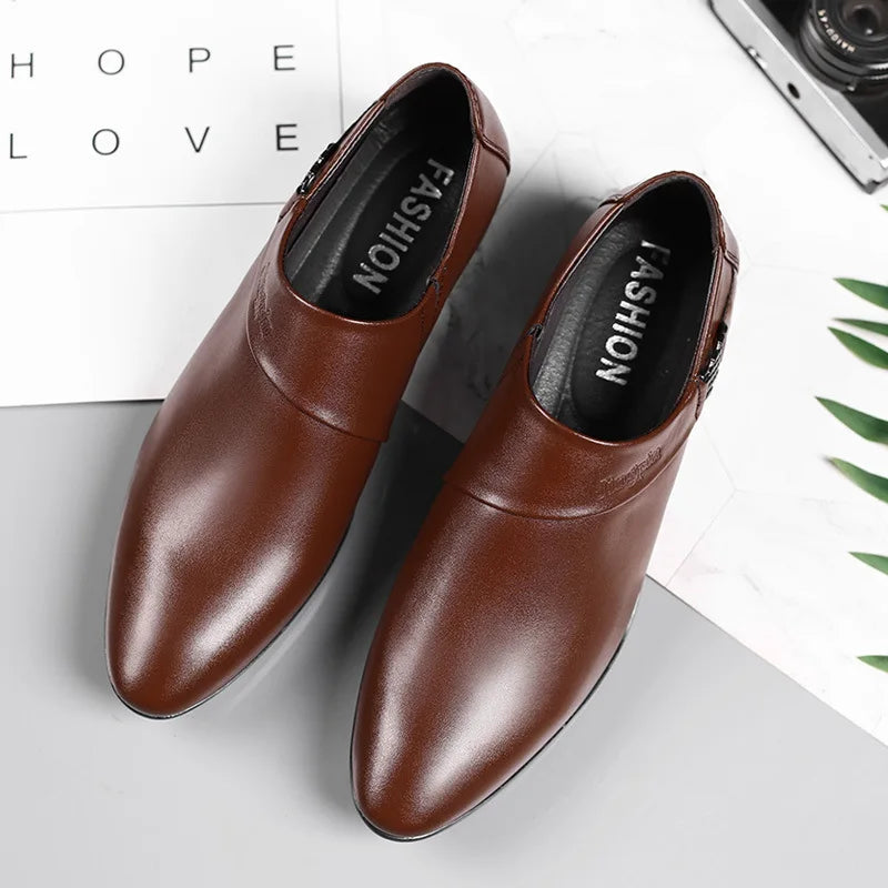 Men PU Leather Shoes Formal Dress Shoes for Men Plus Size Party Wedding Office Work Shoe Slip on Business Casual Oxfords Zapatos
