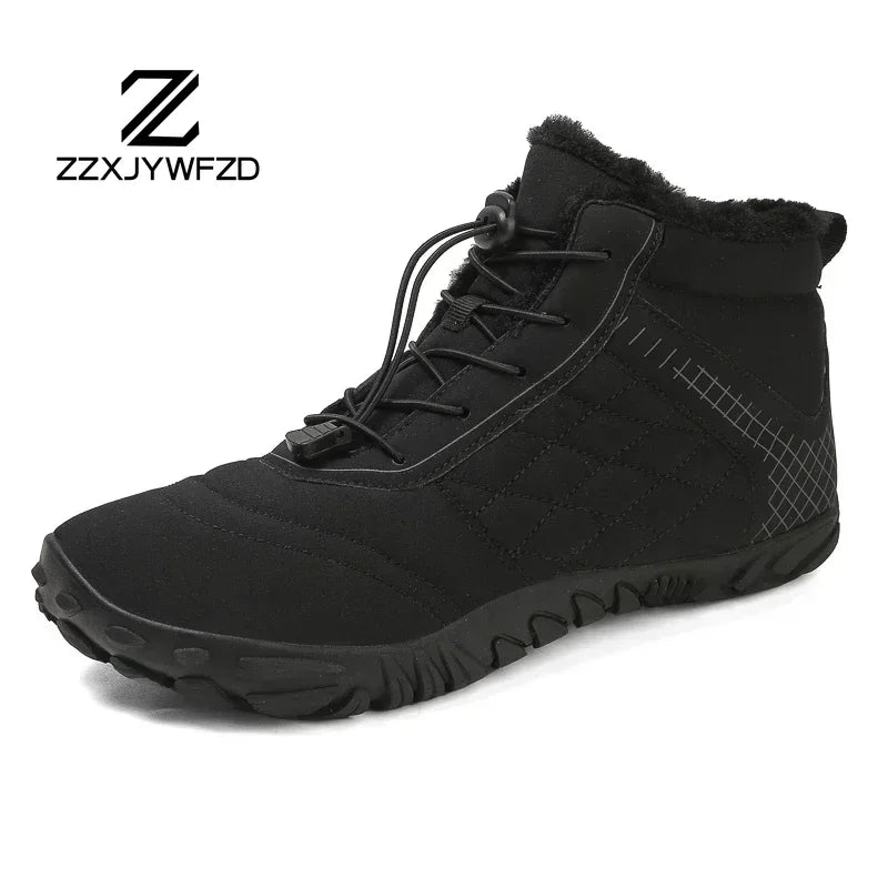 2024 New Winter Boots for Men Snow BareFoot Women Outdoor Non-slip Warm Fur Casual Sneakers Plus Size Ankle Boots Hiking Shoes