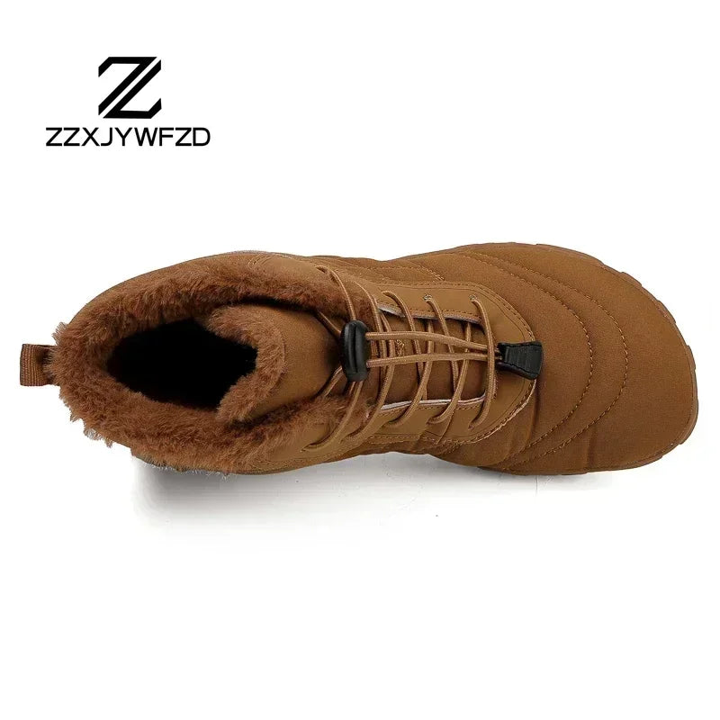 2024 New Winter Boots for Men Snow BareFoot Women Outdoor Non-slip Warm Fur Casual Sneakers Plus Size Ankle Boots Hiking Shoes