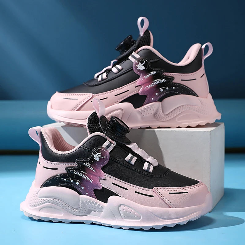 Autumn Winter Kids Anti-Skid Leather Sneakers for 5-16 Years Boys Girls Lightweight Casual Walking Tennis School Shoes