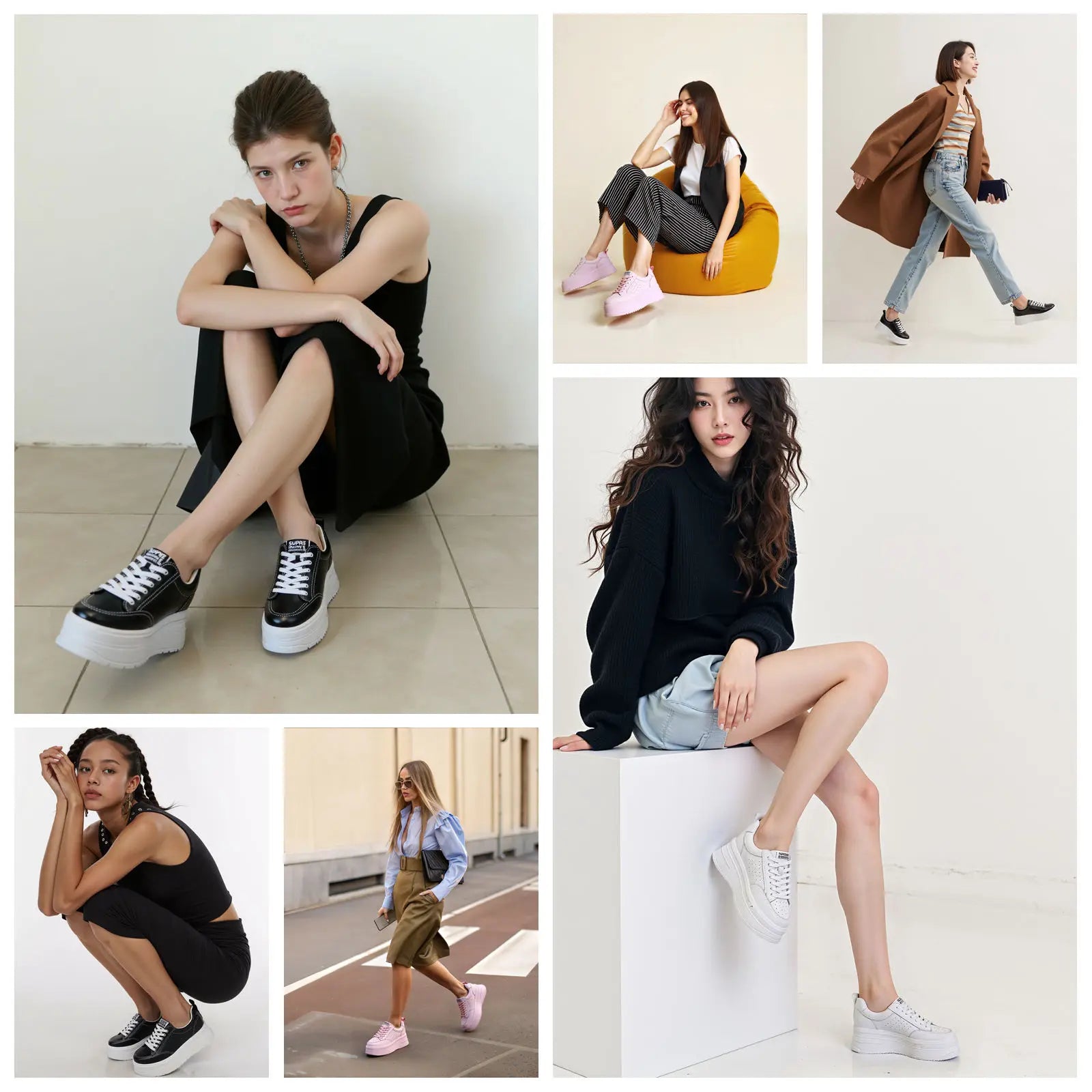 Fujin 8cm Genuine Leather Women Casual Shoes Chunky Sneakers Platform Wedge Heel Women Leisure Shoes Fall Winter Sneaker Women