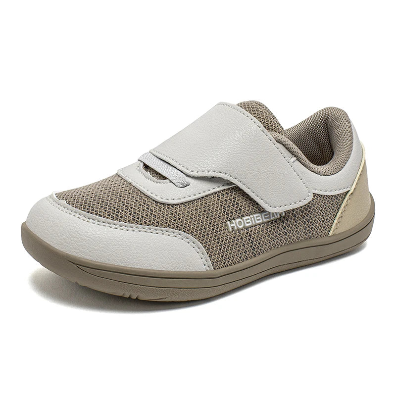 HOBIBEAR Wide Toe Barefoot Shoes Kids Minimalist Hook Loop Casual Sneakers Mesh Breathable Zero Drop Shoes