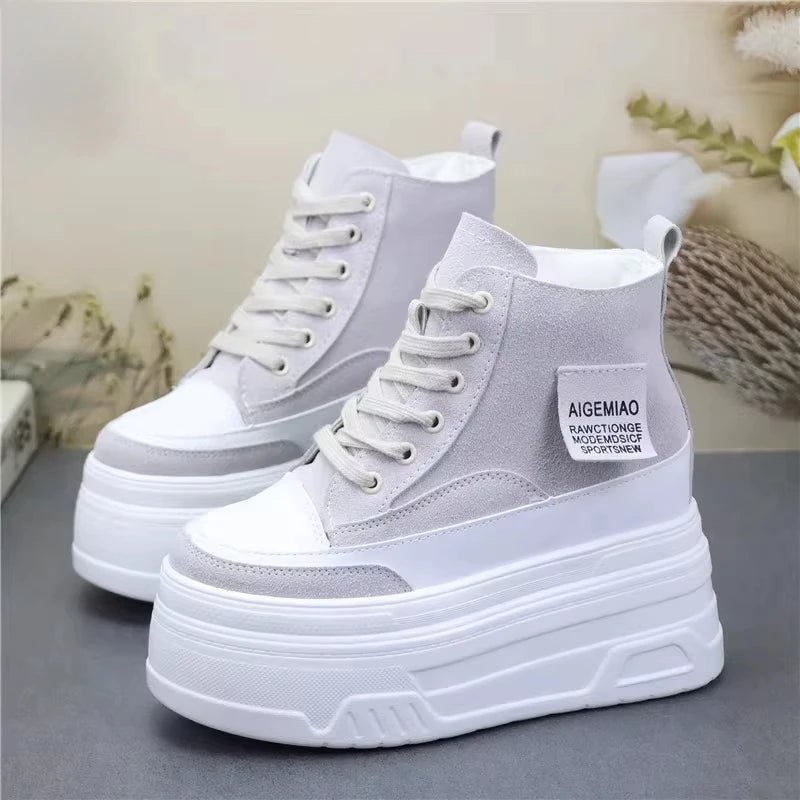 14cm Women Ankle Boots Platform Wedge Sneakers Boots Spring Autumn Summer Boots Shoes for Women Booties