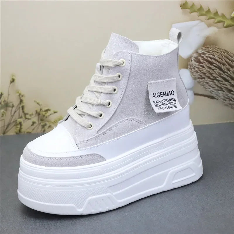 14cm Women Ankle Boots Platform Wedge Sneakers Boots Spring Autumn Summer Boots Shoes for Women Booties
