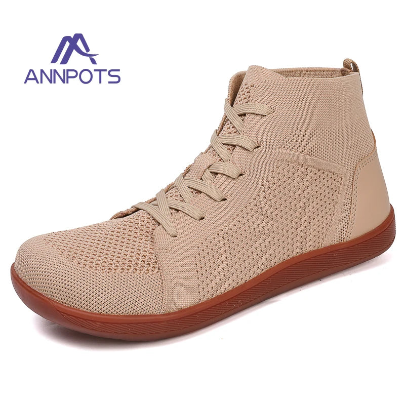 Unisex Fashion Wider Shoes Mens Minimalist Barefoot Shoes Male Breathable Mesh High Top Barefoot Shoes Outdoor Athletic Sneakers