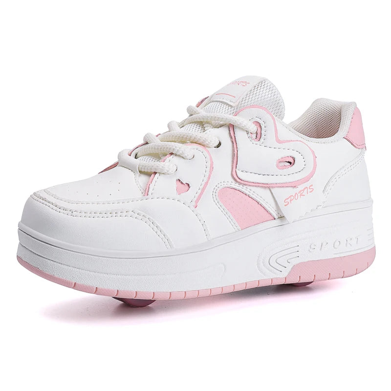 Lace-up breathable walking shoes Girls 2024 new two-wheeled retractable sports roller skates for female students outdoors