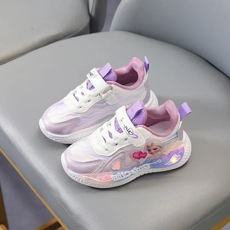 Frozen Princess New Children Shoes LED Colorful Lighted Kids Sneakers Classic Glowing Infant Girls Tennis