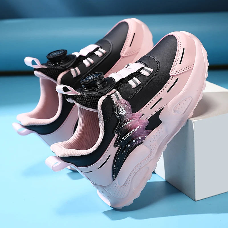 Autumn Winter Kids Anti-Skid Leather Sneakers for 5-16 Years Boys Girls Lightweight Casual Walking Tennis School Shoes