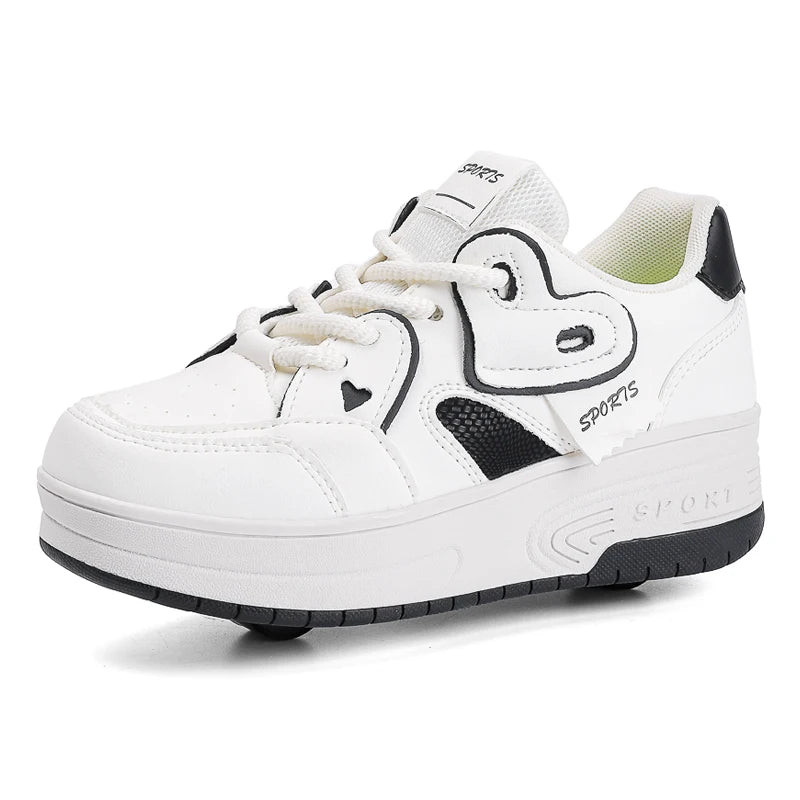 Lace-up breathable walking shoes Girls 2024 new two-wheeled retractable sports roller skates for female students outdoors