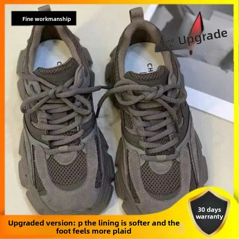 Women's Fleece Lined Dad Sneakers Thick Sole Casual Sports Shoes Autumn Winter New Style Versatile Monster Canvas Shoes