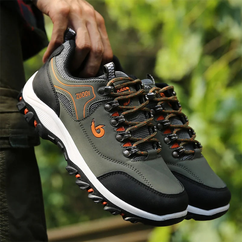 Men's Waterproof Hiking Shoes Autumn Winter Outdoor PU Leather Sports Wear-Resistant Walking Tactical Shoes