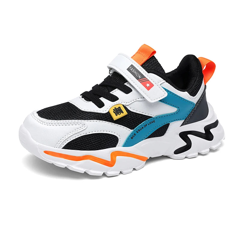 Kid Sneakers Sport Shoes for Boys Fashion Leather Children Breathable Mesh Comfort Shoes Casual Walking Outdoor Running Shoes