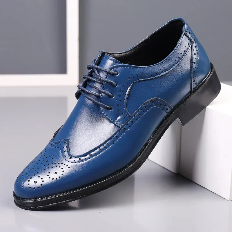Genuine Leather Dress Shoes Men Summer Hollow Out Plus Size Luxury Cowhide Man Business Shoes Wedding Footwear Casual Shoe Male