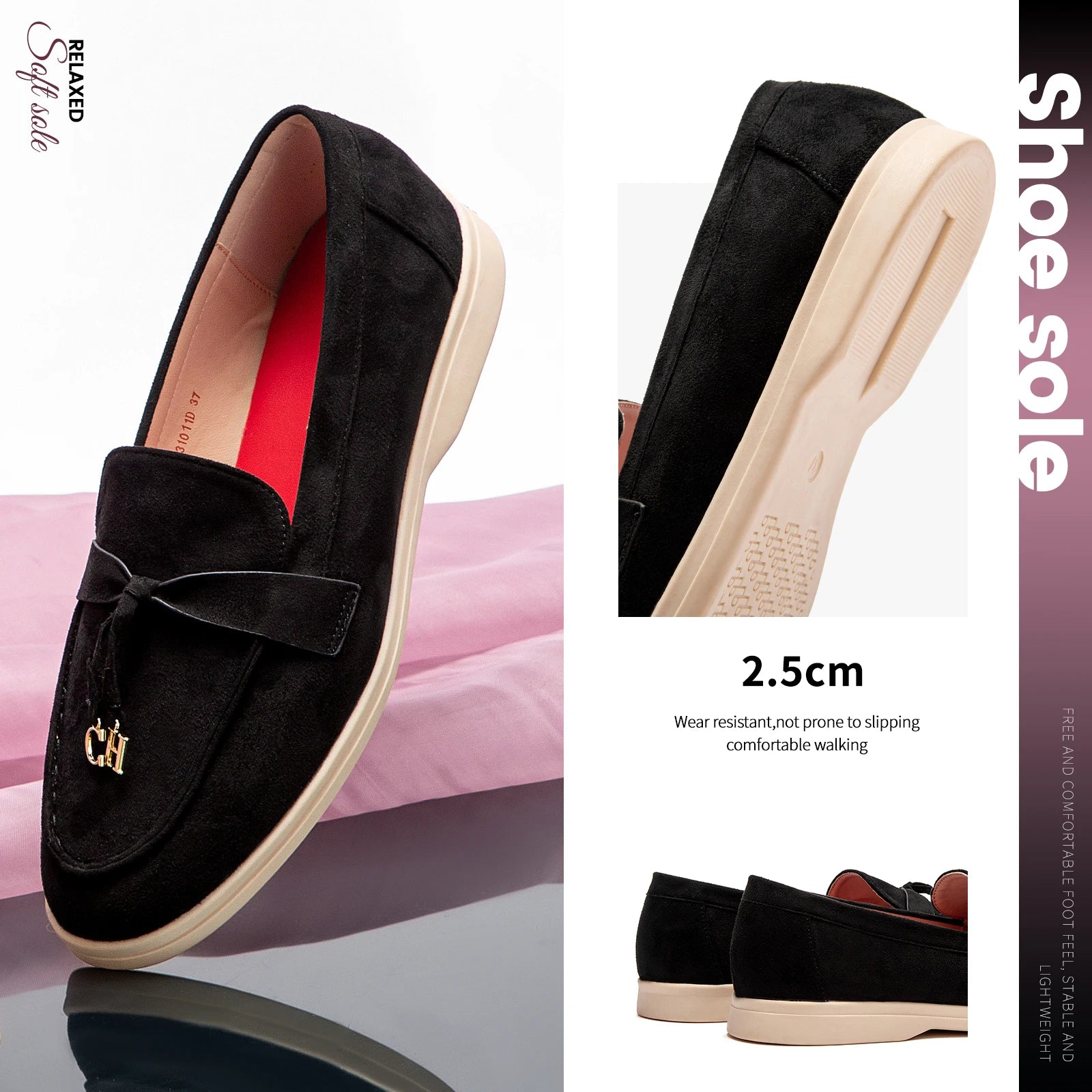 CHCH Women's Flat Shoes Autumn New Anti Velvet Single Shoes Classic Round Head Women's loafers