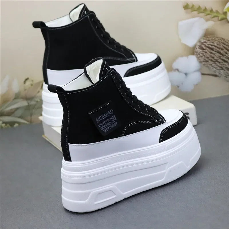 14cm Women Ankle Boots Platform Wedge Sneakers Boots Spring Autumn Summer Boots Shoes for Women Booties