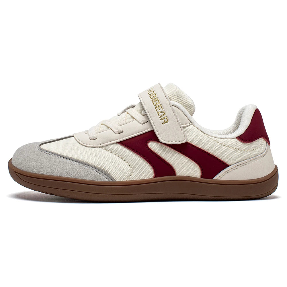 HOBIBEAR Boys Girls Barefoot Shoes Wide Toe Zero Drop Sneakers Retro Lightweight Hook Loop Minimalist Shoes for Big Kids