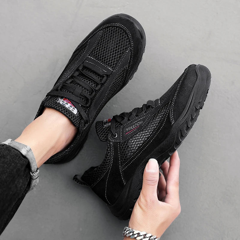 2025 New Men's Knitted Loafers Fashion Ethnic Style Casual Running Shoes Comfortable Lightweight Breathable Men's Cloth Shoes