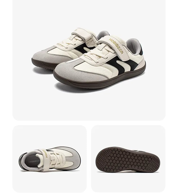 HOBIBEAR Boys Girls Barefoot Shoes Wide Toe Zero Drop Sneakers Retro Lightweight Hook Loop Minimalist Shoes for Big Kids