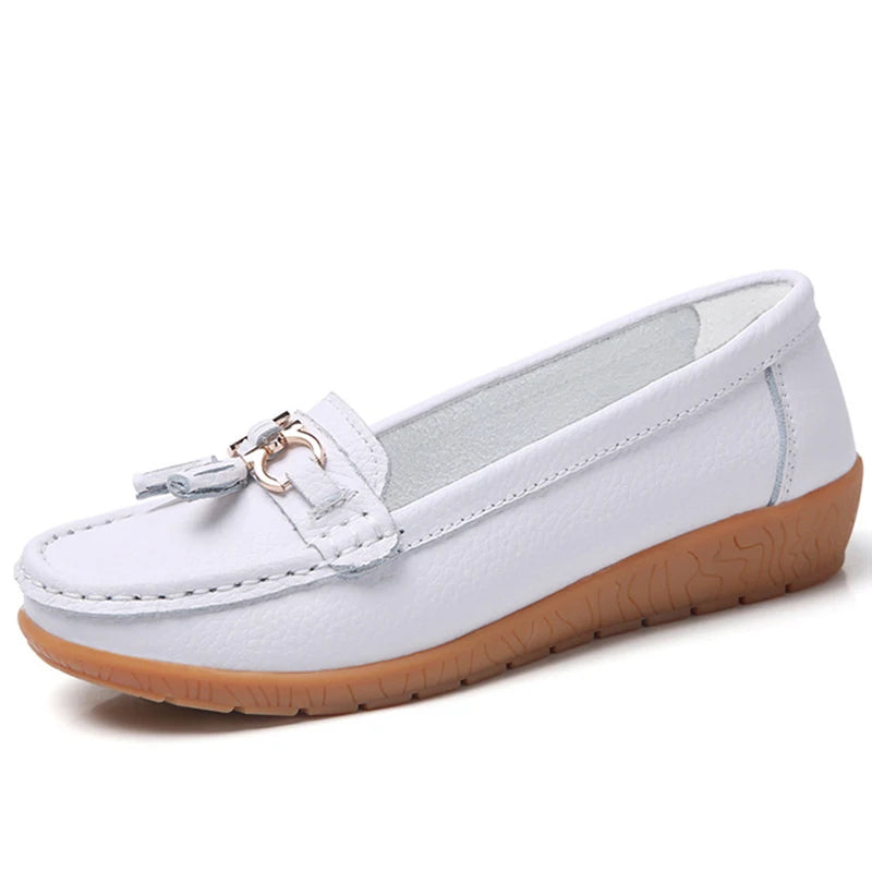 Women Shoes Nurse Loafers Shoes Classics Flats Zapatos Mujer Comfortable Flat Shoes Women White Casual Leather Women's Footwear