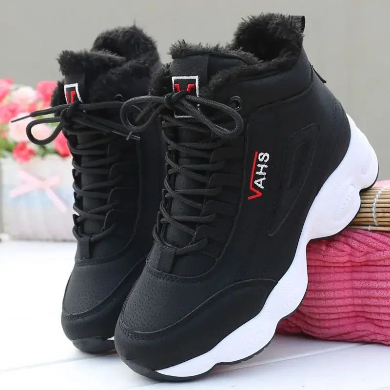 New Winter Thick-soled Women's Sneakers Warm Plus Velvet Cotton Shoes Height-increasing Non-slip Platform Women Shoes Snow Boots