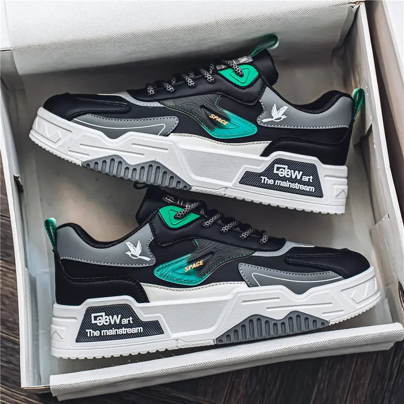 2024 Autumn New Casual Sports Shoes Men's Leather Low-Top Fashion Trend Easiest for Match Running Shoes Men's Skateboard Shoes Suitable for Outdoor Sports