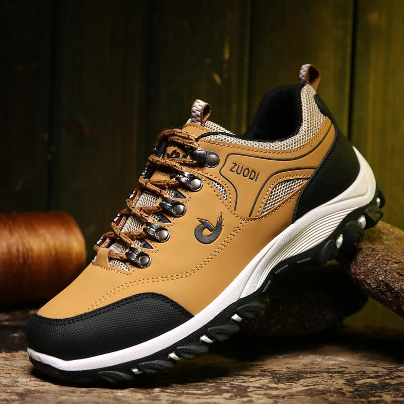 Men's Waterproof Hiking Shoes Autumn Winter Outdoor PU Leather Sports Wear-Resistant Walking Tactical Shoes