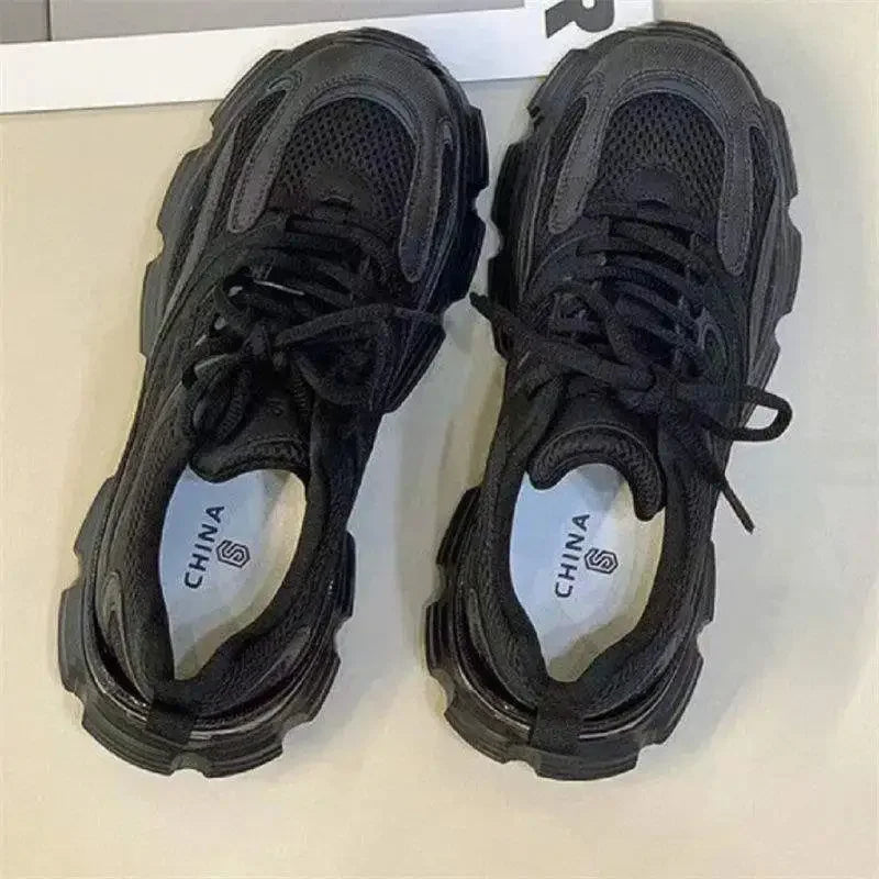 Women's Fleece Lined Dad Sneakers Thick Sole Casual Sports Shoes Autumn Winter New Style Versatile Monster Canvas Shoes