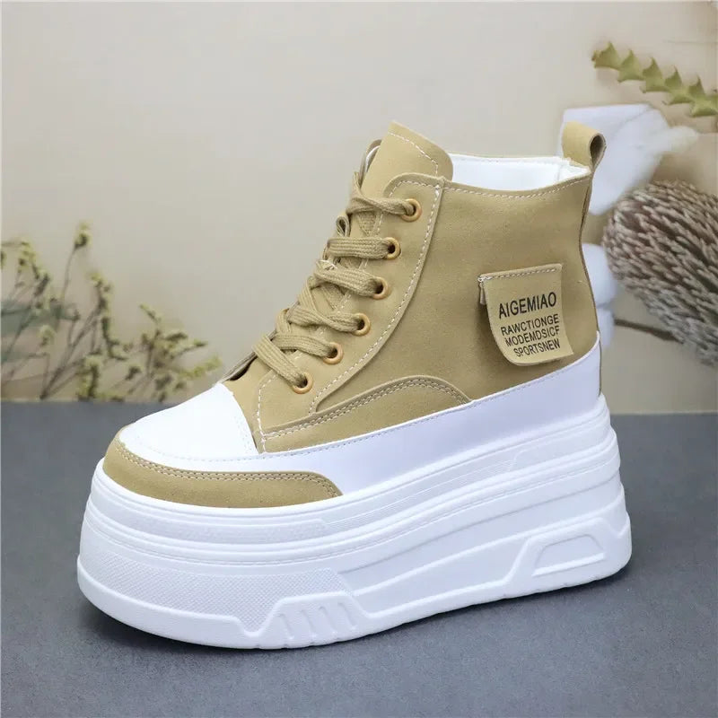 14cm Women Ankle Boots Platform Wedge Sneakers Boots Spring Autumn Summer Boots Shoes for Women Booties