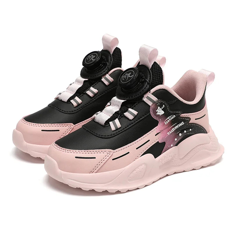 Autumn Winter Kids Anti-Skid Leather Sneakers for 5-16 Years Boys Girls Lightweight Casual Walking Tennis School Shoes