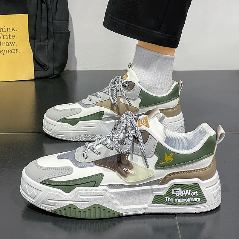 2024 Autumn New Casual Sports Shoes Men's Leather Low-Top Fashion Trend Easiest for Match Running Shoes Men's Skateboard Shoes Suitable for Outdoor Sports