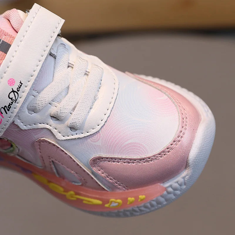 Frozen Princess New Children Shoes LED Colorful Lighted Kids Sneakers Classic Glowing Infant Girls Tennis