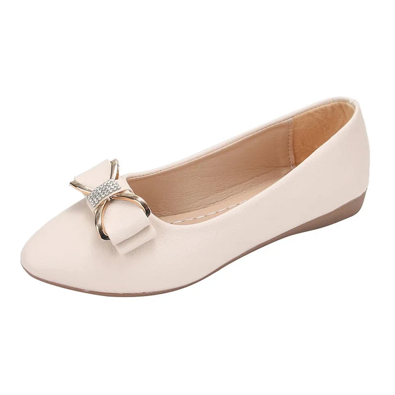 2024 Autumn New Versatile Round Toe Shallow Mouth Shoes Small Fragrant Bow Knot Flat Heel Single Shoes for Women