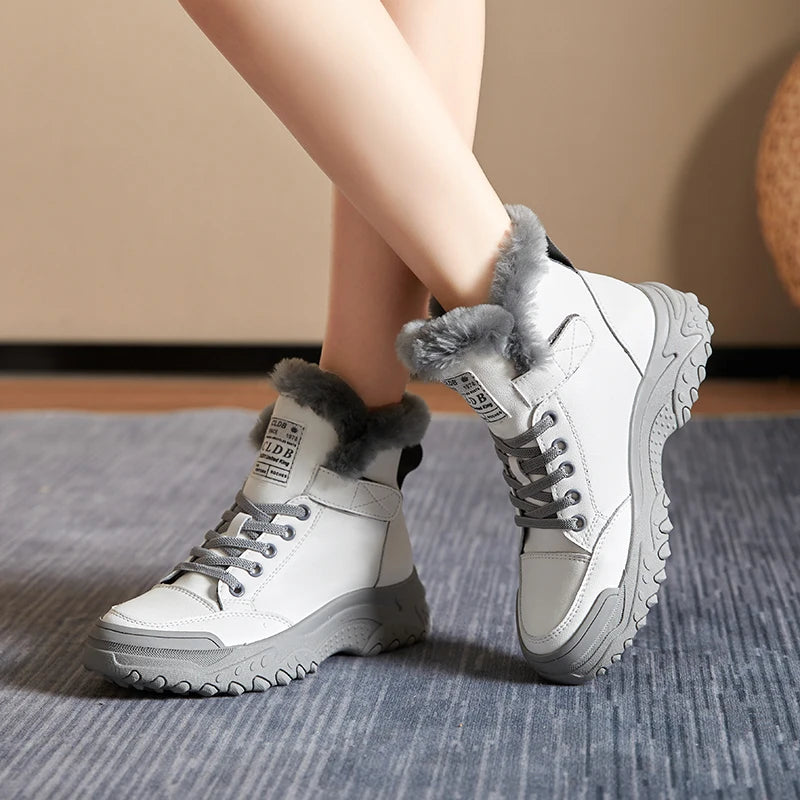 GKTINOO Winter Platform Shoes for Women 2025 Designer Luxury Sneakers Plush Sports Shoes Flats Snow Ankle Boots Tennis Female