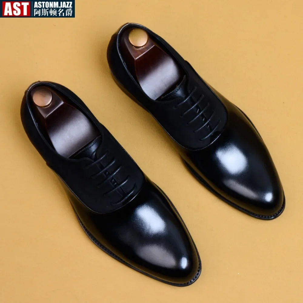 2024 New Italian Handmade Shoes British Style Formal Men's Oxford Shoe Genuine Leather Business Dress Shoes Retro Men's Shoes