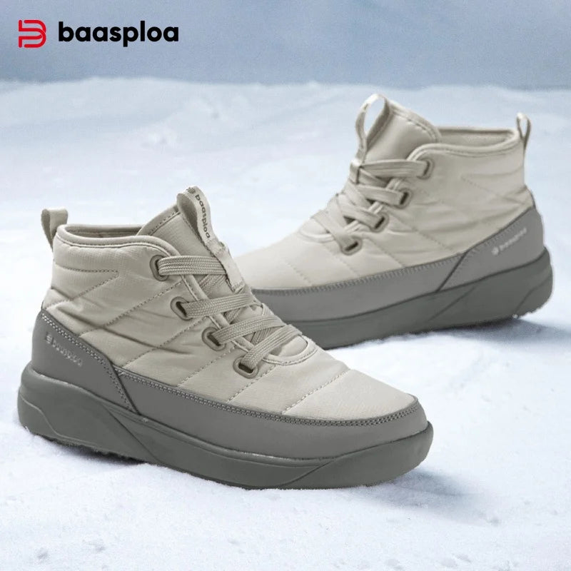 Baasploa Women Cottton Boots New Soft Warm Plush Female Winter Casual Shoes Comfort Non-Slip Resistant Ourdoor Walking Sneakers
