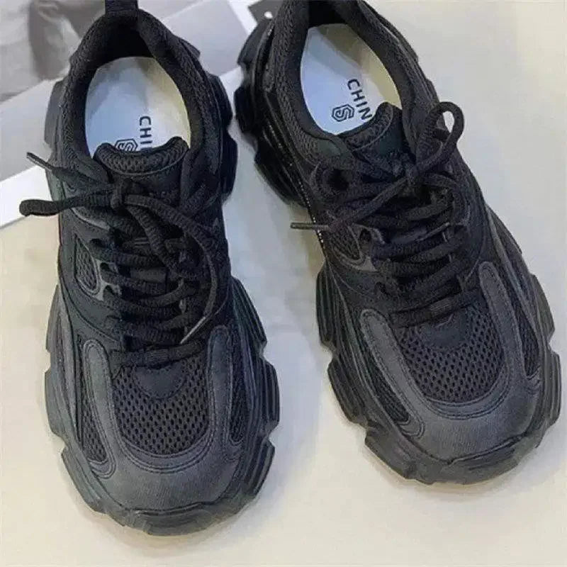 Women's Fleece Lined Dad Sneakers Thick Sole Casual Sports Shoes Autumn Winter New Style Versatile Monster Canvas Shoes