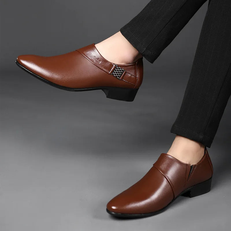 Men PU Leather Shoes Formal Dress Shoes for Men Plus Size Party Wedding Office Work Shoe Slip on Business Casual Oxfords Zapatos