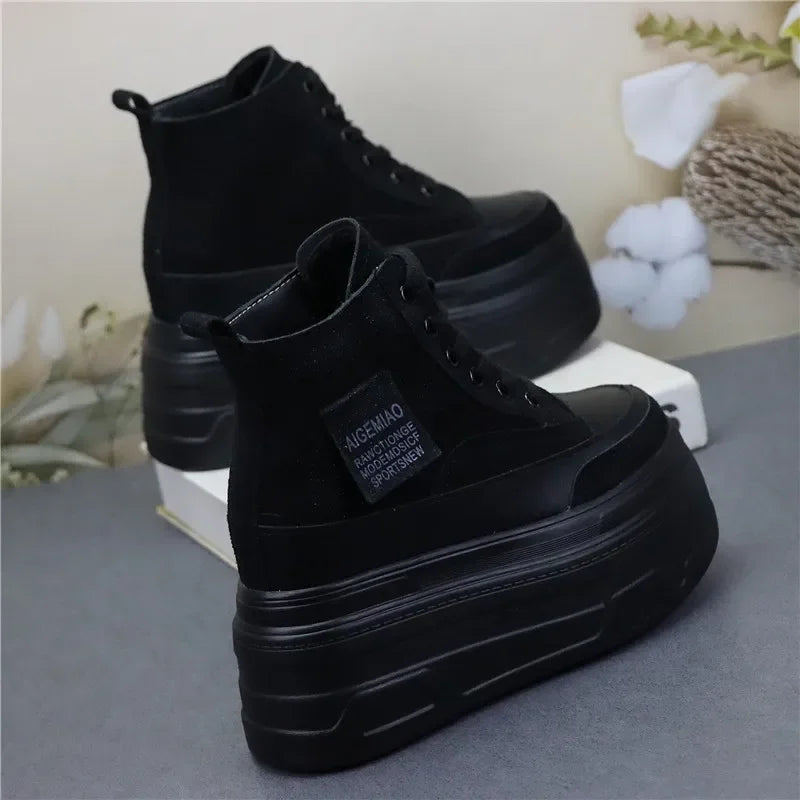 14cm Women Ankle Boots Platform Wedge Sneakers Boots Spring Autumn Summer Boots Shoes for Women Booties