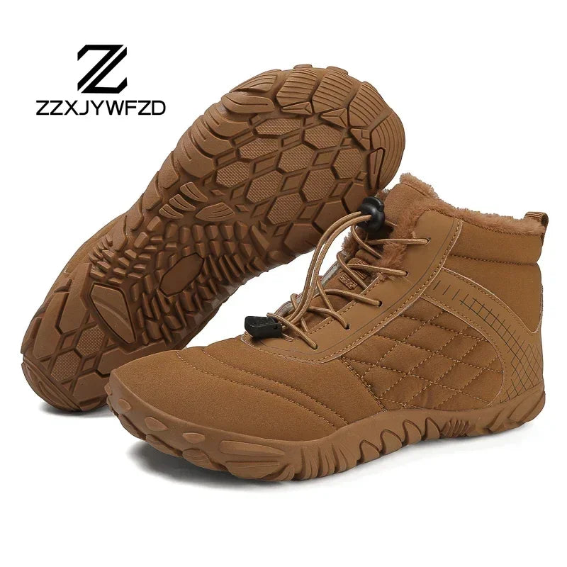 2024 New Winter Boots for Men Snow BareFoot Women Outdoor Non-slip Warm Fur Casual Sneakers Plus Size Ankle Boots Hiking Shoes
