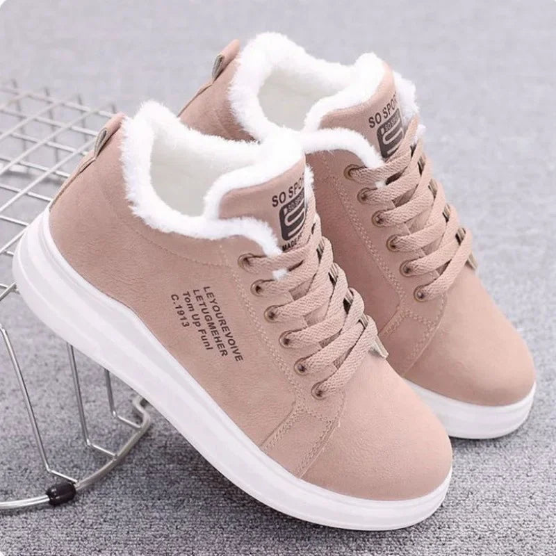 Winter Women's Boots Ankle Boots Warm PU Plush Winter Women's Shoes Sneakers Flat Women's Shoes Women's Short Snow Boots Shoes