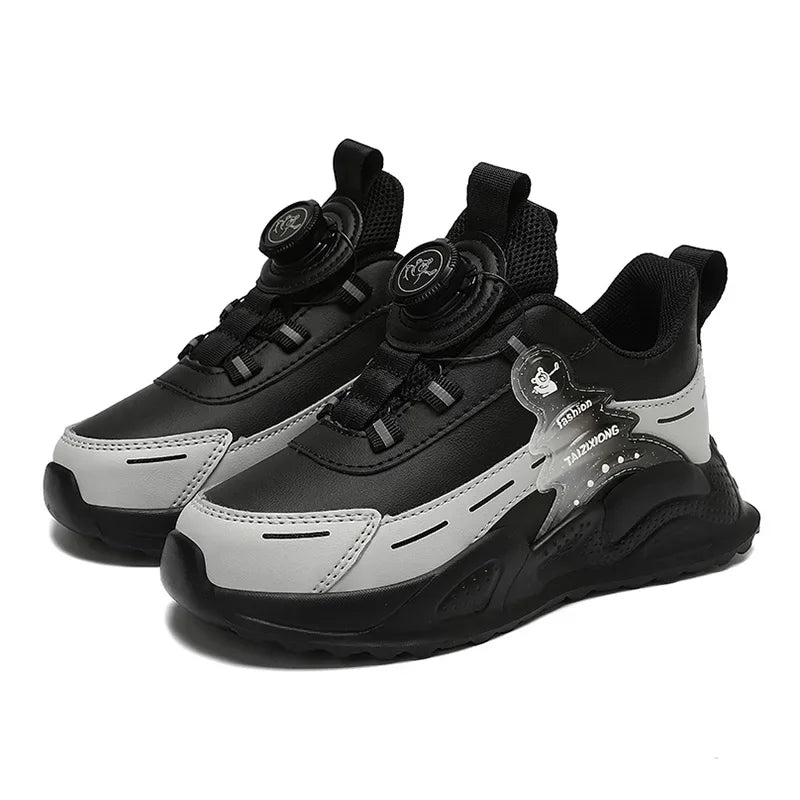 Autumn Winter Kids Anti-Skid Leather Sneakers for 5-16 Years Boys Girls Lightweight Casual Walking Tennis School Shoes