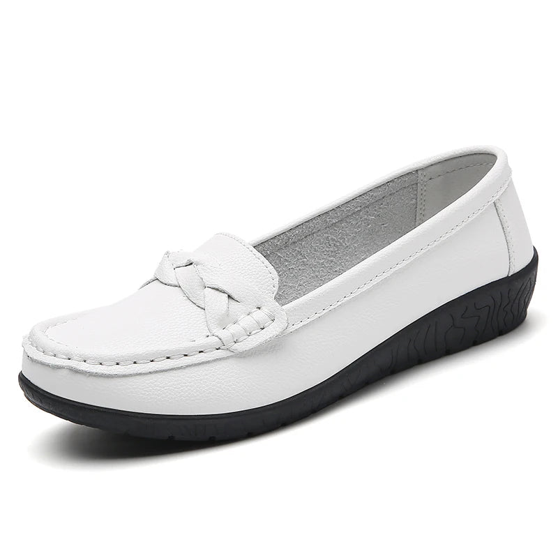 Women Shoes Soft Leather Women's Loafer 2025 New Flats Slip On Casual Shoes Flat Shoes Women White Footwear Zapatos De Mujer