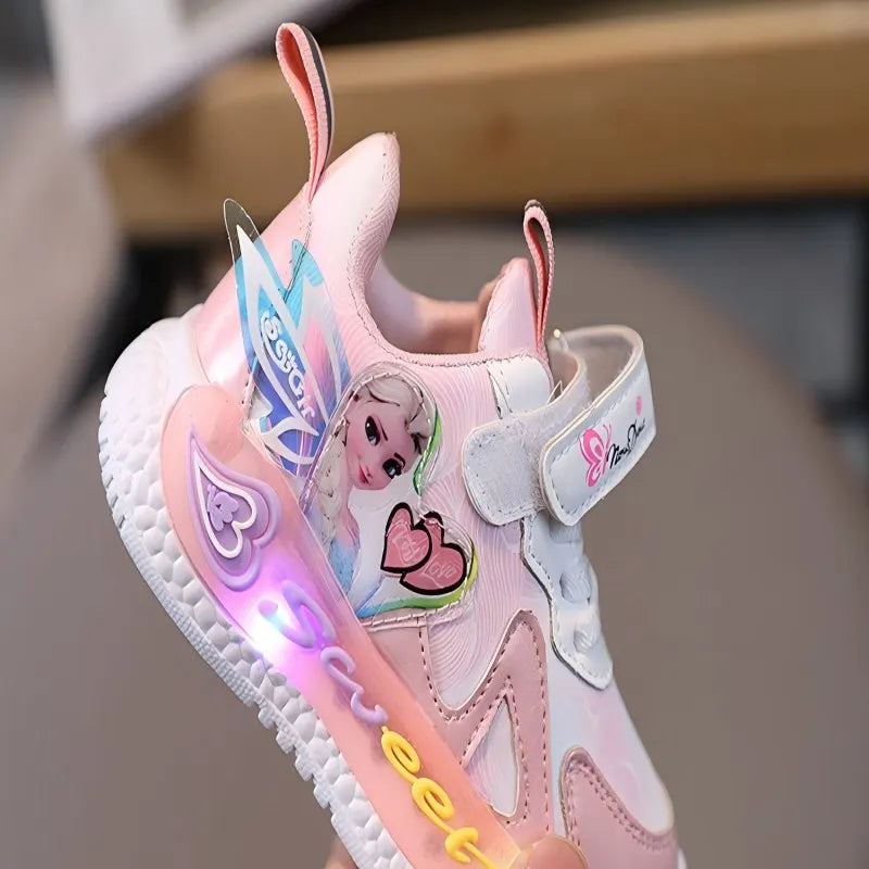 Frozen Princess New Children Shoes LED Colorful Lighted Kids Sneakers Classic Glowing Infant Girls Tennis