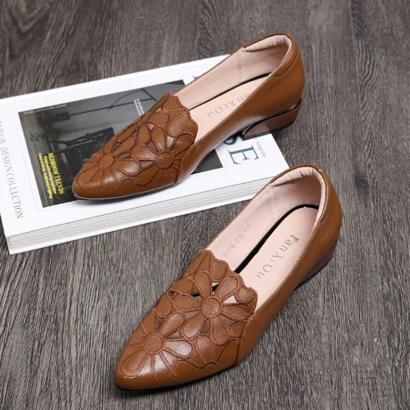 Mid Heel Casual Shoes for Women Heels Wedding Hollow Out Black Square Heel Formal Shoes Work Lady Fall Zapatilla Mujer 2023