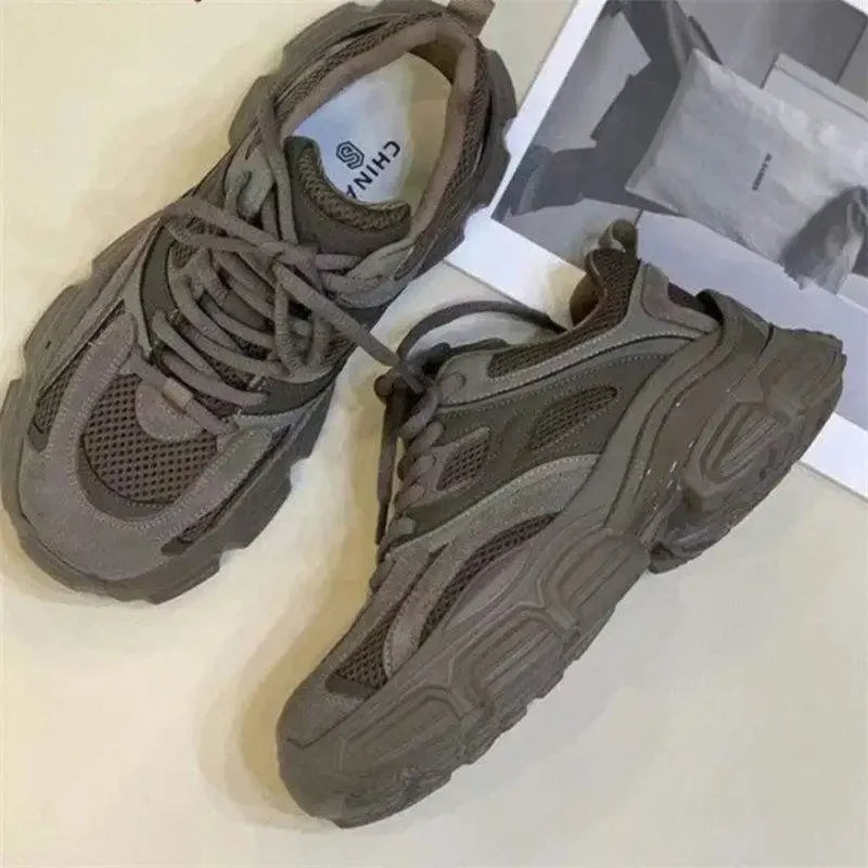 Women's Fleece Lined Dad Sneakers Thick Sole Casual Sports Shoes Autumn Winter New Style Versatile Monster Canvas Shoes