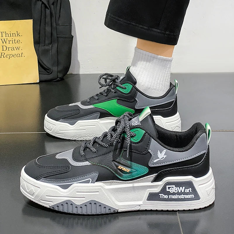 2024 Autumn New Casual Sports Shoes Men's Leather Low-Top Fashion Trend Easiest for Match Running Shoes Men's Skateboard Shoes Suitable for Outdoor Sports