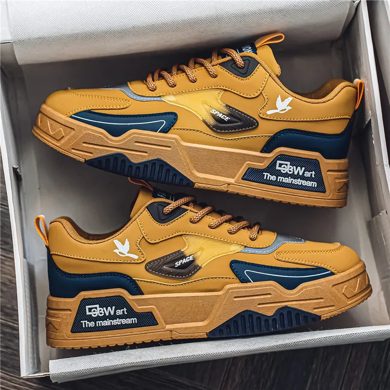 2024 Autumn New Casual Sports Shoes Men's Leather Low-Top Fashion Trend Easiest for Match Running Shoes Men's Skateboard Shoes Suitable for Outdoor Sports