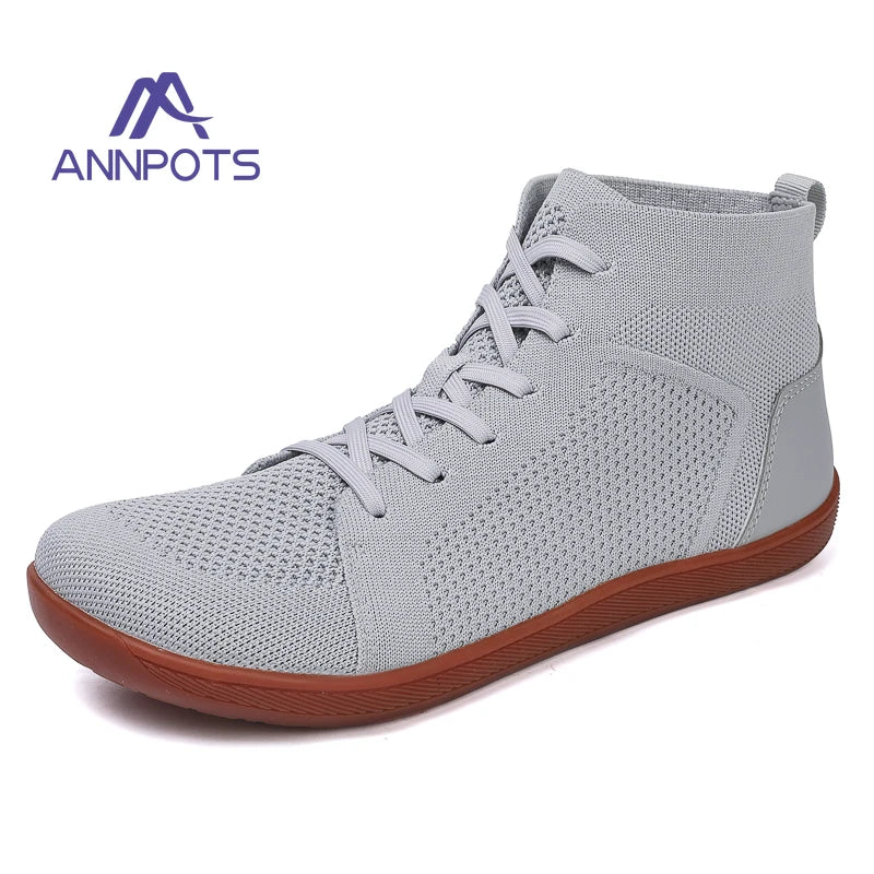 Unisex Fashion Wider Shoes Mens Minimalist Barefoot Shoes Male Breathable Mesh High Top Barefoot Shoes Outdoor Athletic Sneakers