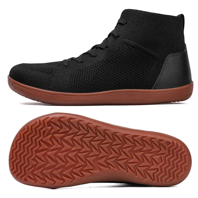 Unisex Fashion Wider Shoes Mens Minimalist Barefoot Shoes Male Breathable Mesh High Top Barefoot Shoes Outdoor Athletic Sneakers