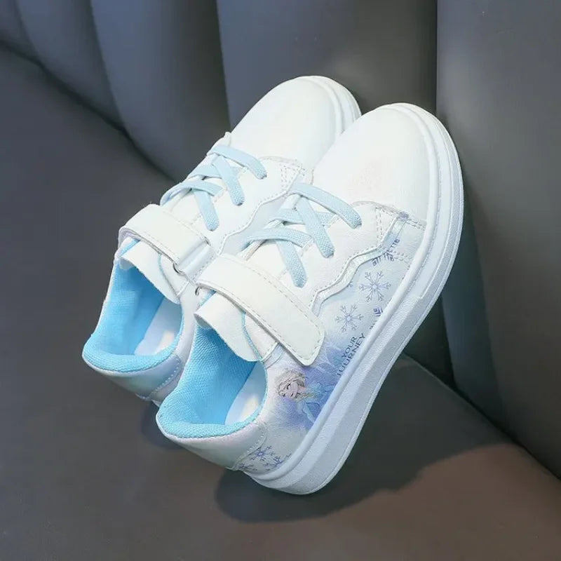 Disney Kids Girls Shoes 2024 New Children Sneakers Girls Elsa Frozen Princess Casual Sport Shoes Student Shoes Teen Shoes